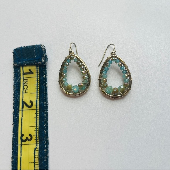 Antique-Inspired Seafoam Teardrop Dangle Earrings - Picture 2 of 5